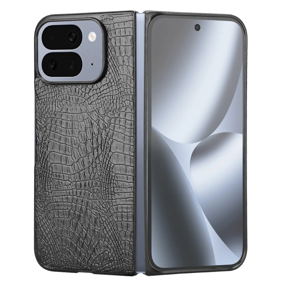 Funda de cuero PU con textura de cocodrilo sintético, cubierta de plástico duro a prueba de golpes para Google Pixel 10 Pro Fold - imagen 3