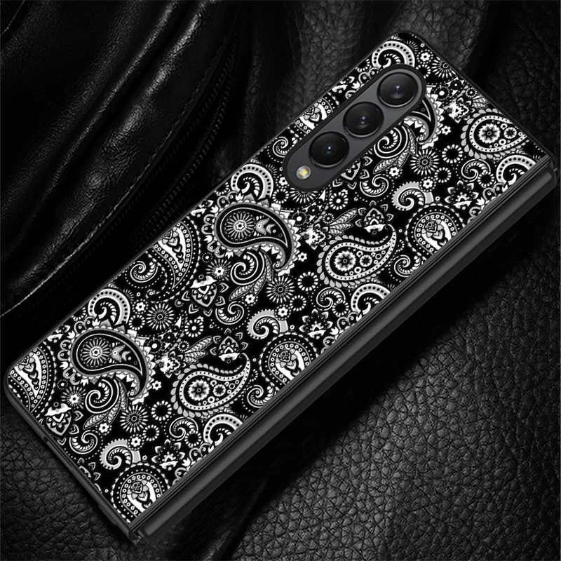 Funda con patrón de arte negro para Samsung Galaxy ZFold3 ZFold4 Z Fold 7 6 5 4 3 ZFold5 ZFold7 ZFold6, funda trasera para teléfono - imagen 3