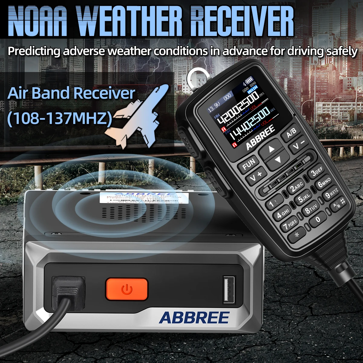 ABBREE AR-7600 V1/V2 Mini Radio móvil GPS doble banda copia inalámbrica frecuencia NOAA receptor Radio de coche con altavoz micrófono Dual PTT - imagen 5