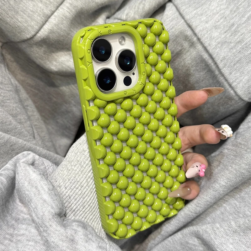 Funda de teléfono con disipación de calor, bolitas de bolas pequeñas de Color caramelo para iPhone 13, 14, 15, 16 Pro Max 17, funda trasera hueca de TPU suave de aire - imagen 4