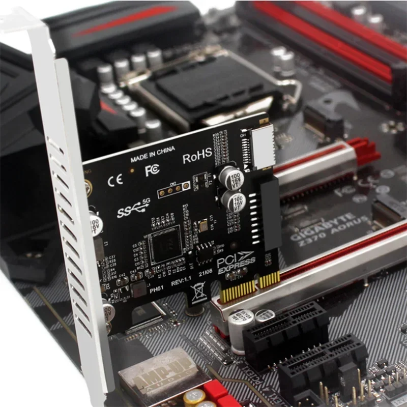 Tarjeta PCI Express Tarjeta de expansión tipo E PCI-E a USB3.0 (19/20 pines) Tarjeta adaptadora convertidora de 5 GBPS Panel frontal tipo E tipo C - imagen 5