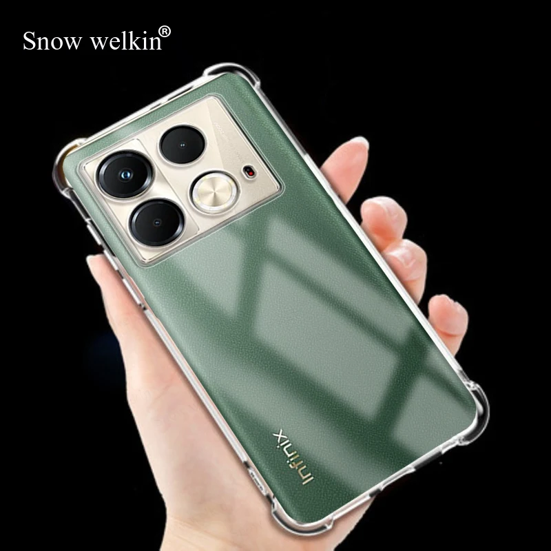 Funda de protección completa con amortiguador de Airbags para Infinix Note 40 Pro Plus 40S 4G 5G, funda trasera transparente de TPU suave a prueba de golpes