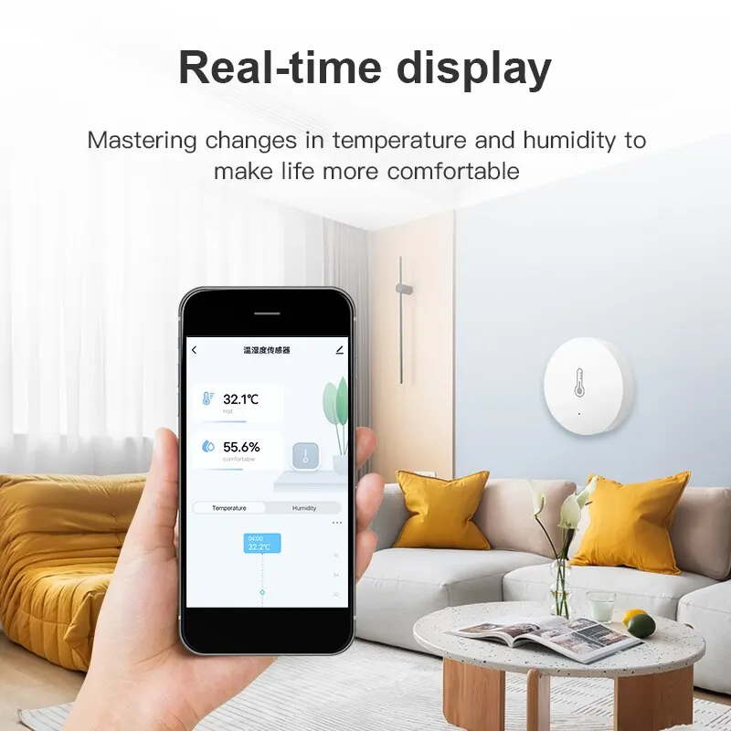 Tuya ZigBee Mini Sensor de temperatura y humedad, Detector de humedad interior, funciona con Alexa, Google Home, Control por voz por aplicación - imagen 4