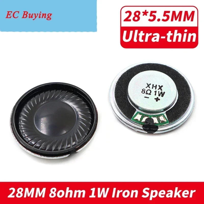 2 uds 28MM 8Ohm 1W caja de hierro altavoz magnético interno ultrafino 28*5,5 MM diámetro 28 MM 8 Ohm 1 vatio altavoz