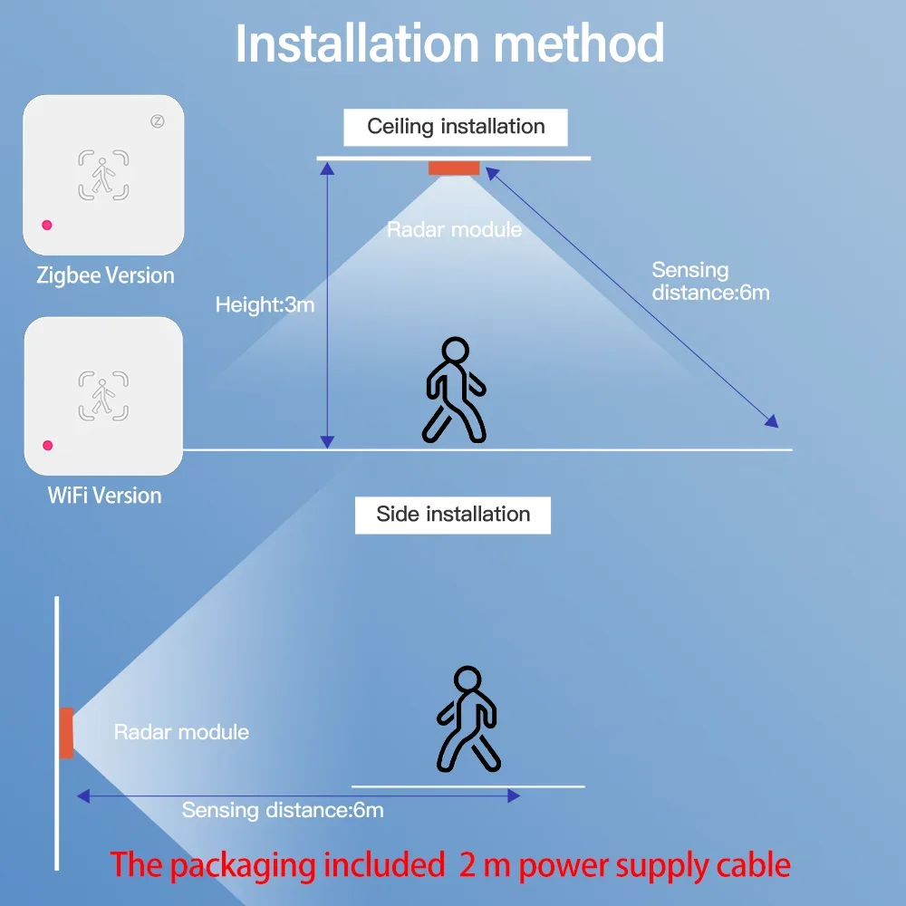 Sensor de presencia humana Tuya WiFi, Detector de Radar MmWave con Sensor de luminosidad para hogar inteligente, vida inteligente, reemplaza el Sensor PIR - imagen 5