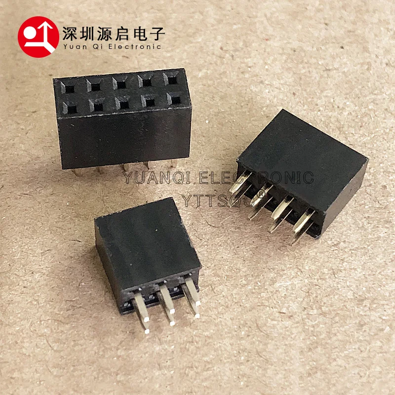 Conector de cabezal hembra de Pcb dorado Rohs, doble fila recta, perfil corto, 2x2/3/4/8P/15P/26P/40P, 10 piezas, 2,54mm de altura de plástico, 5,7mm - imagen 3