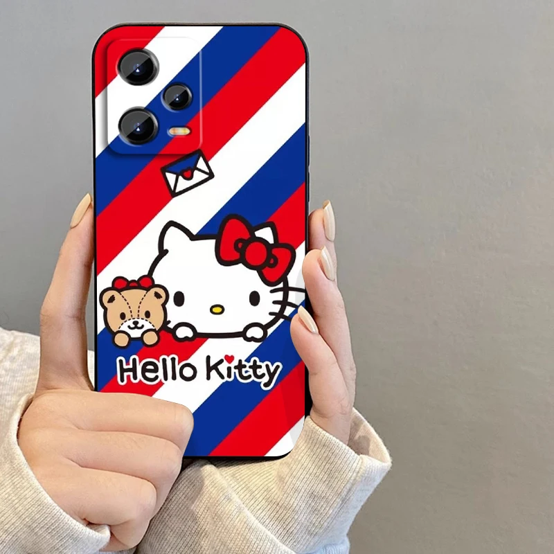 Sanrio-funda suave de lujo para Xiaomi Redmi Note 13, 12R, 12S, Turbo 11, 11T, 11S, 10, 10S Pro Plus, 5G, color negro, Hello Kitty - imagen 4