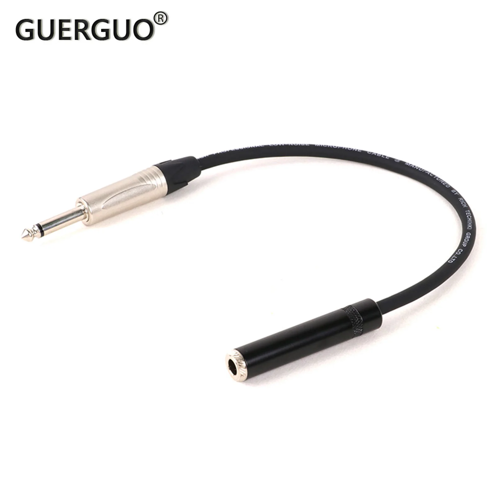 Cable de 1/4 pulgadas a 1/4 pulgadas, Mono macho de 6,35mm a estéreo hembra de 6,35mm, Cable no equilibrado para guitarra, altavoz y amplificador, 1 unidad