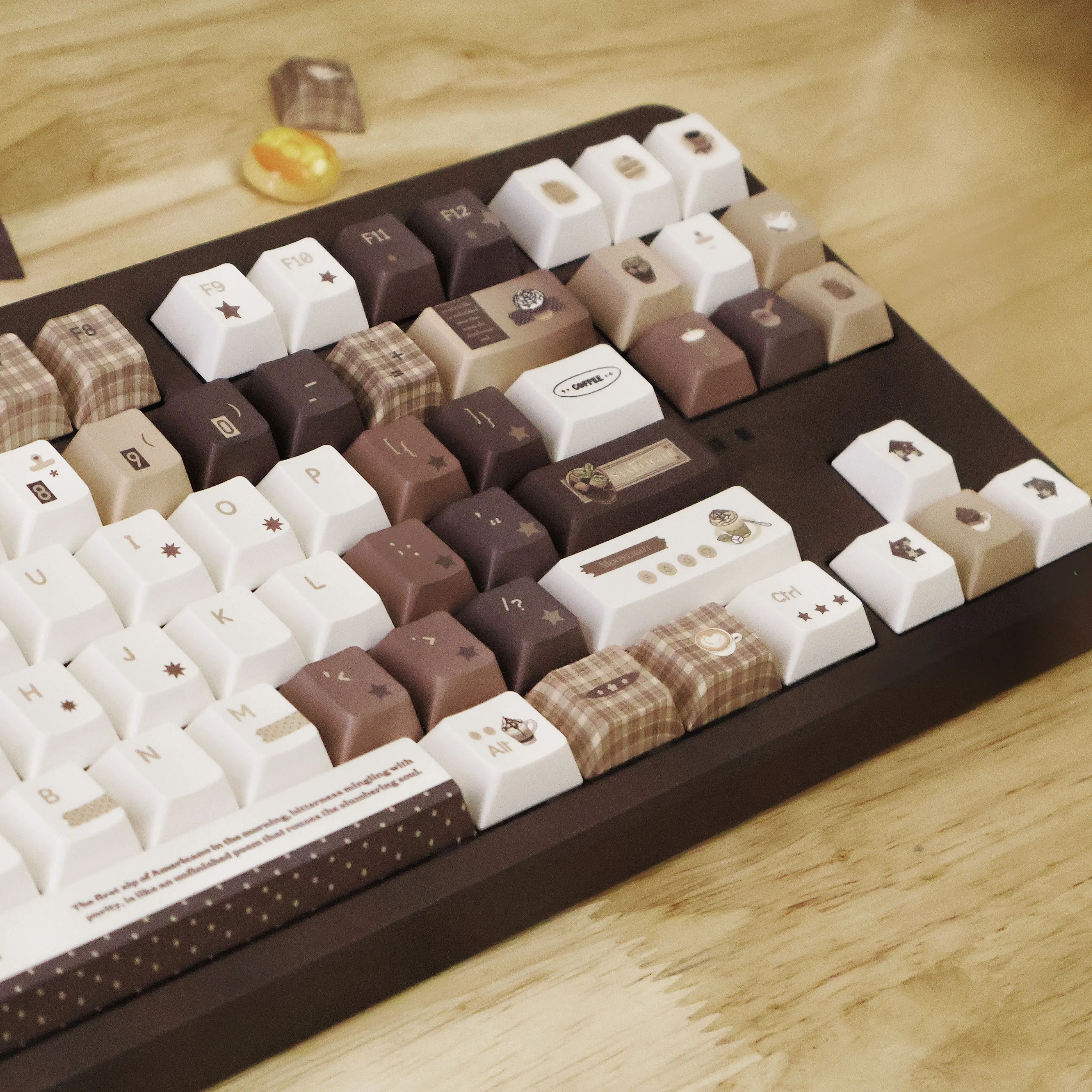 Teclas PBT de sublimación de tinte de cinco lados, 120 teclas, perfil Cherry & MOA, teclado personalizado con temática de café para teclado MX Switch - imagen 2