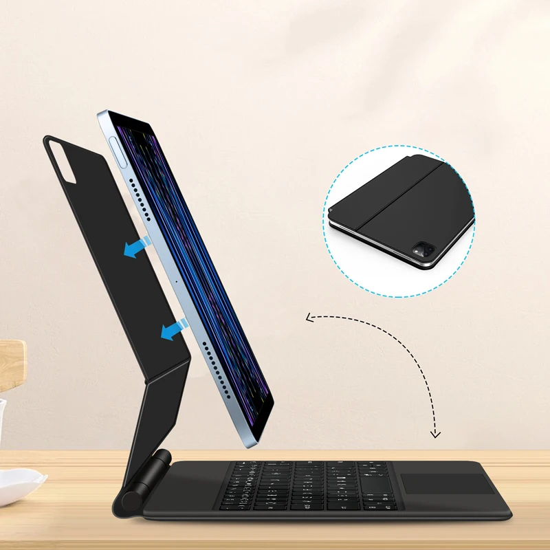 AJIUYU teclado mágico para iPad Pro 11 2022 2021 Air 5 4 10 10th Gen 10,9 pulgadas funda inteligente magnética árabe español alemán francés - imagen 3