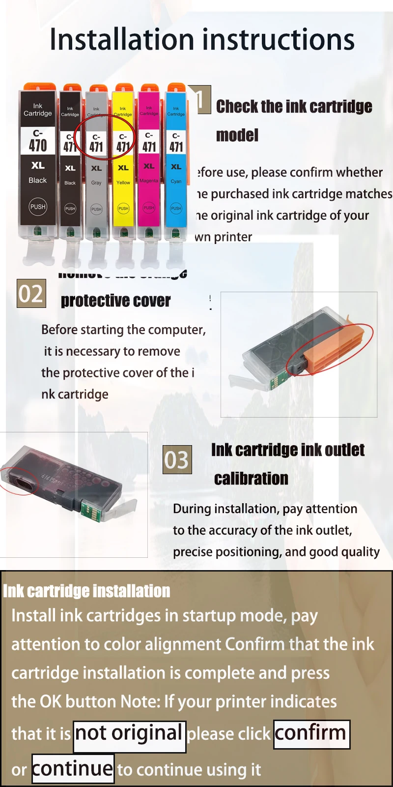 Cartucho de tinta PGI470 CLI471 para impresora Canon pixma ts5040 MG5740 MG6840 TS6040, PGI-470, CLI-471 - imagen 4