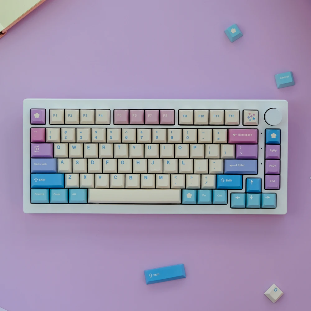 Teclas de hadas de 129 teclas, perfil de cereza, teclas PBT, tapa de tecla de sublimación de tinte para teclado mecánico MX 61 68 75 84 87 96 98 104 108