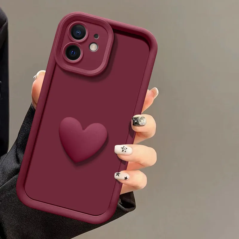 Funda protectora de silicona con forma de corazón de amor para IPhone 15 14 13 12 11 Pro Max XR XS X 8 7 6S Plus SE 2020 - imagen 3