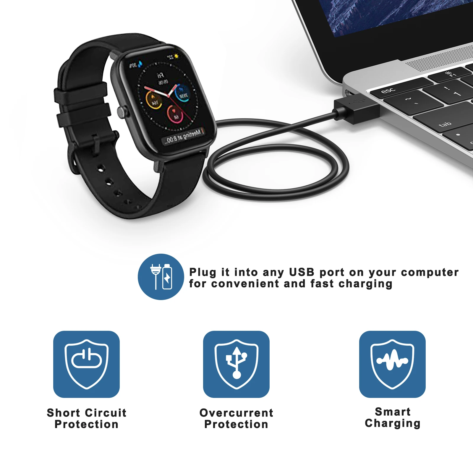 Cargador USB para Huami Amazfit t-rex/Amazfit GTS/Amazfit GTR 42MM 47MM USB 100cm Cable de carga base de carga rápida - imagen 5