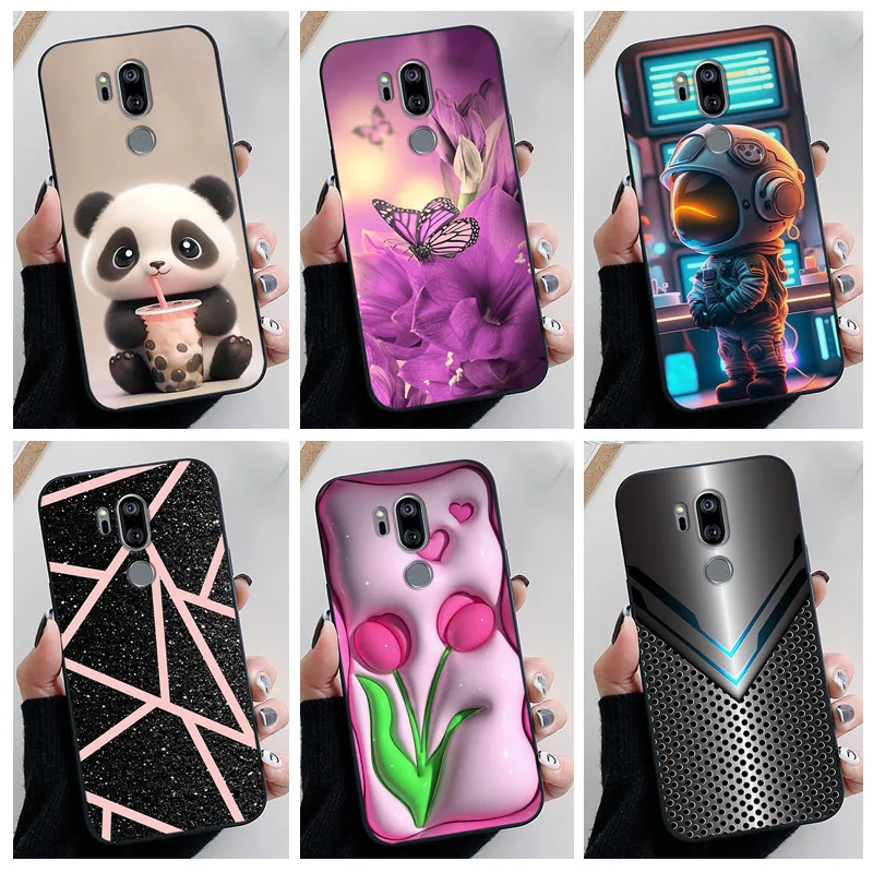 Para LG G7 ThinQ G7 Plus G7 + funda de lujo de silicona suave TPU cubierta de teléfono para LG G8 G8S G8X ThinQ Capa Panda funda pintada