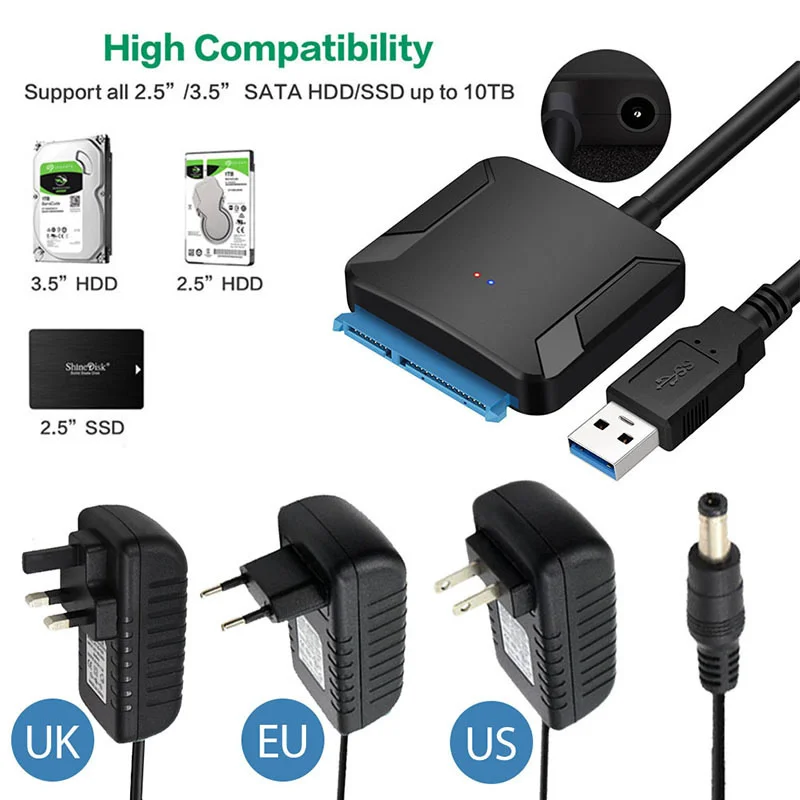 Cable USB 3,0 a Sata, accesorios de ordenador, adaptador, Cable de conversión, compatible con adaptador externo SSD HDD de 2,5/3,5 pulgadas, disco duro para ordenador portátil - imagen 4
