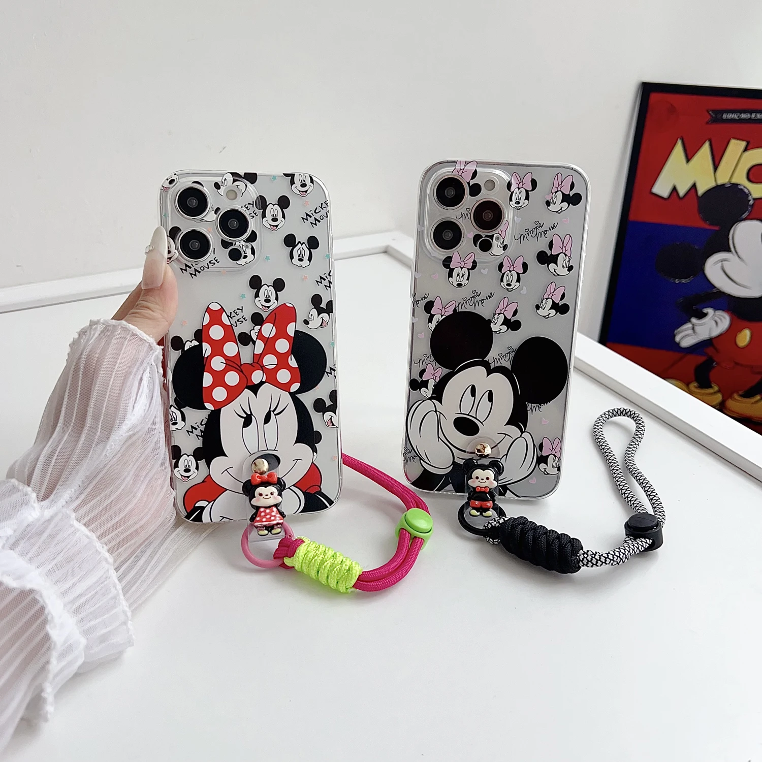 Para Google Pixel 9 8 7 4 5 6 7 Pro A XL 4G 5G Grid Minnie Funda con Cuerda - imagen 4