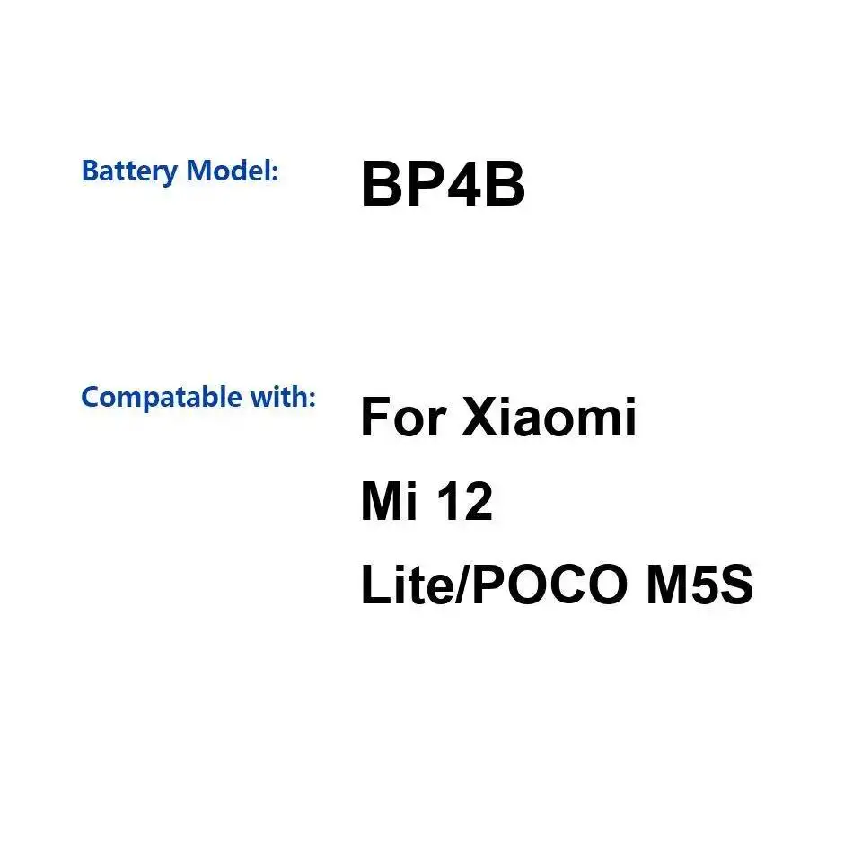 Batería de teléfono móvil BP4B de alta eficiencia, 4300Mah, potencia confiable para Xiaomi MI 12 Lite Poco M5S - imagen 3