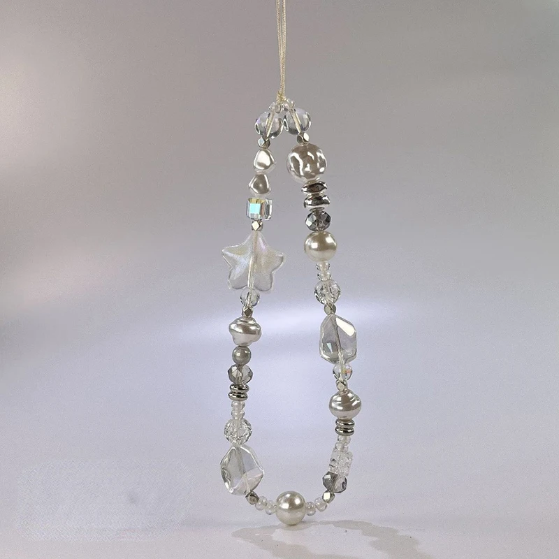 Lindo llavero de cuentas de mariposa plateada en el encanto del teléfono lindo cordón correa de teléfono móvil colgante para mujer accesorios móviles - imagen 2