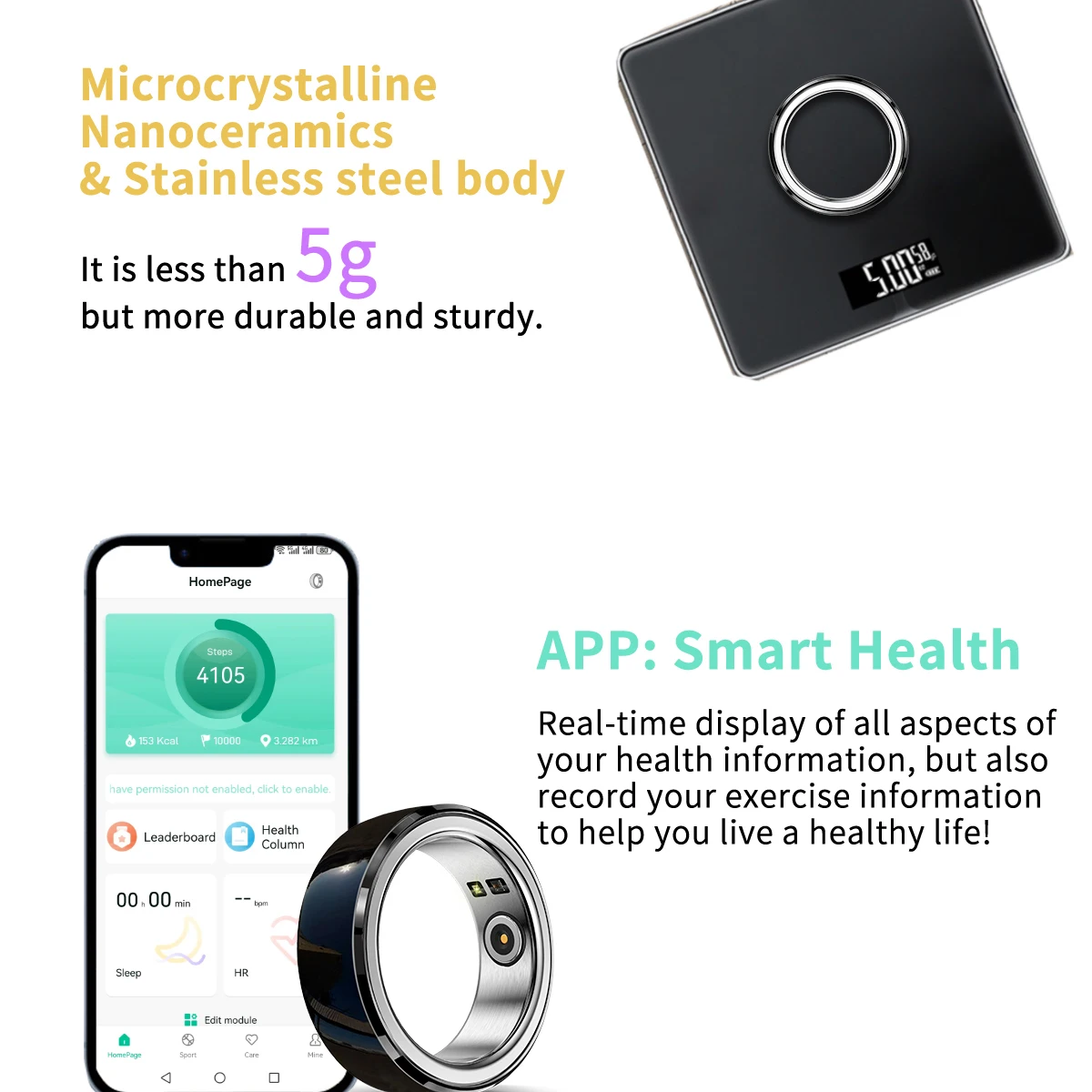 Anillo inteligente para hombre y mujer, frecuencia cardíaca, presión arterial, oxígeno, prueba de sueño, conteo de pasos de acero inoxidable, anillos de dedo multideportivos, regalos - imagen 4