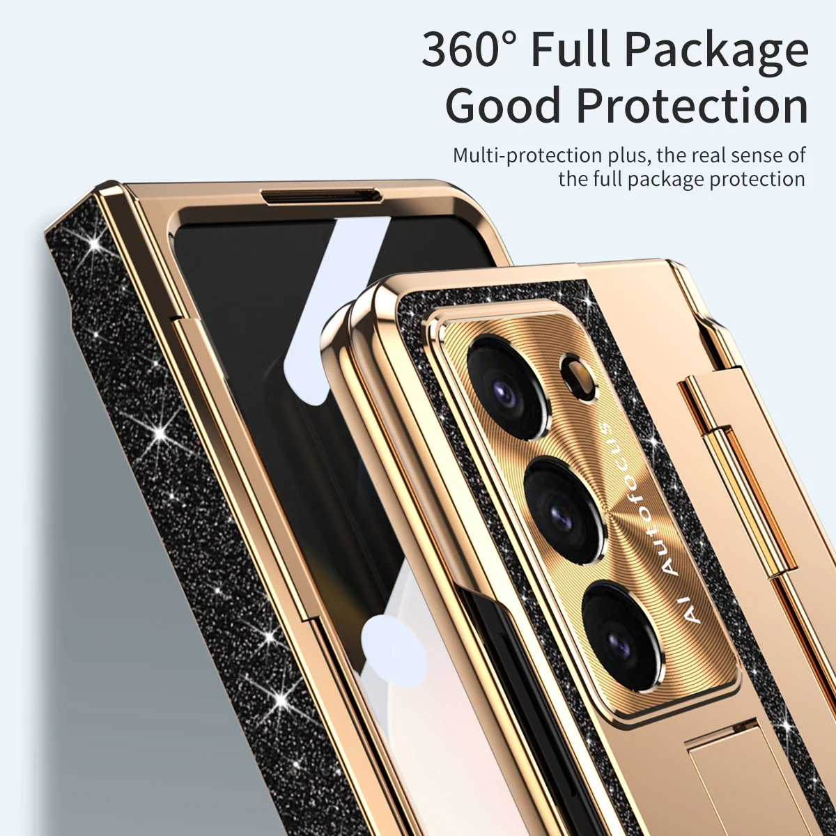 Para Samsung Galaxy Z Fold 6 5 4 3 funda de lujo galvanizada soporte plegable bisagra protectora a prueba de golpes para Galaxy Z Fold6 - imagen 3