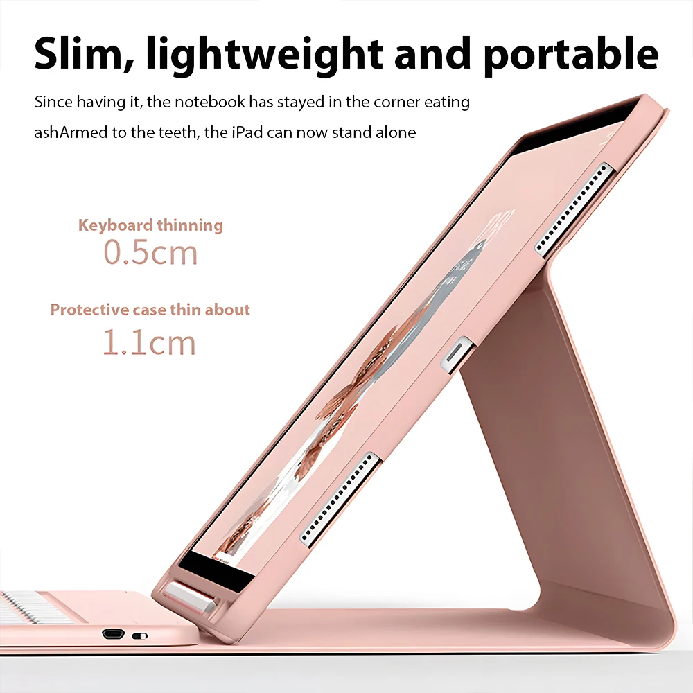 Funda para teclado mágico español para iPad 7th 8th 9th 10,2 Air 4 5 10,9 Pro 11 12,9 5th 6th Air 1, funda para tableta con ratón 2, 9,7 - imagen 3