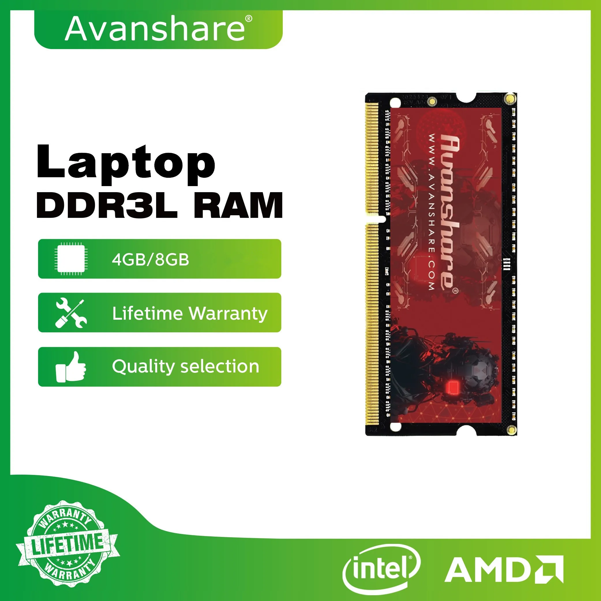 Avanshare Memoria Ram DDR5 DDR4 DDR3 DDR3L 4GB 8GB 16GB 32GB 1333 1600 2400 2666 3200 5600MHz Sodimm Computadoras portátiles - imagen 3