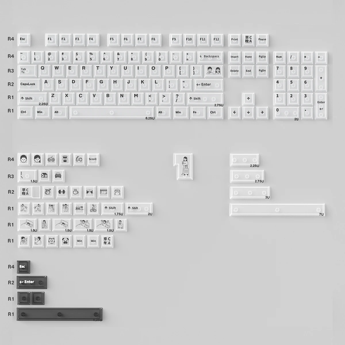 Teclas GMK150, teclas de buena vida, teclas de teclado mecánico subcama de tinte PBT, teclas de cereza con barra espaciadora 2.25U 2.75U 3U7U ISO Enter - imagen 3
