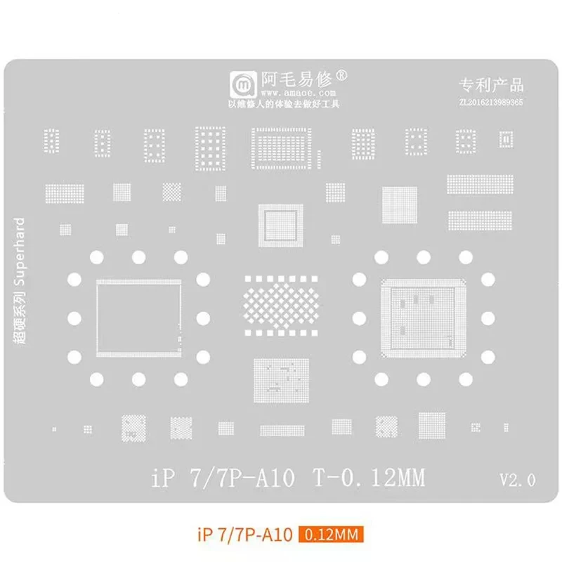 AMAOE Plantilla de colocación de bola multiusos, herramienta de Red de colocación de estaño de soldadura BGA para IPhone 6, 7, 8, X, 11, 12, 13, 14 Series - imagen 5