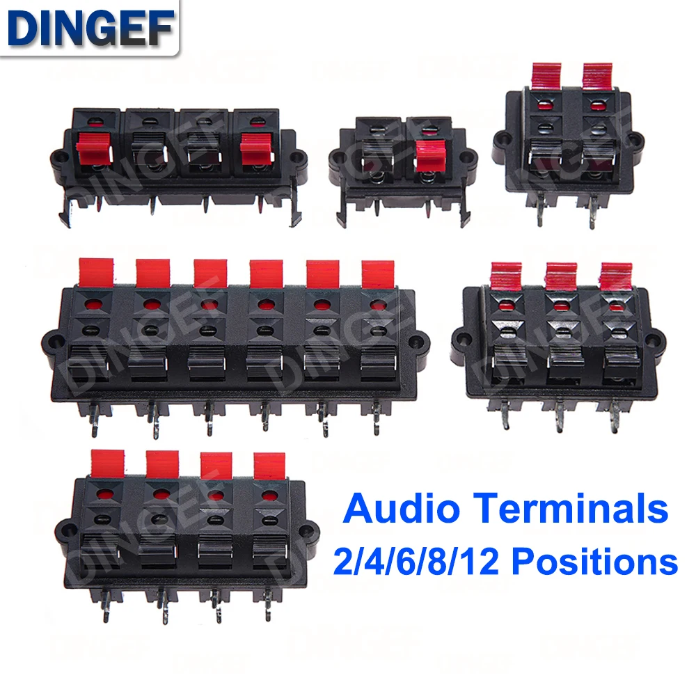 Terminal de conector de plástico de 2/4/6/8/12 posiciones, conector de empuje, carga de resorte, terminales de altavoz de Audio, Clip de placa de pruebas WP2 -4 -1, 5 uds.