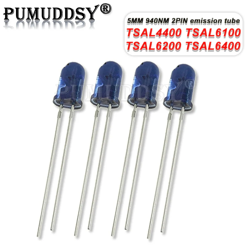 Tubo de emisión infrarroja de diodo emisor IR, 10 piezas, 940NM, 2 pines, 3mm, 5mm, TSAL4400, TSAL6100, TSAL6200, TSAL6400, 4400, 6100, 6200, 6400