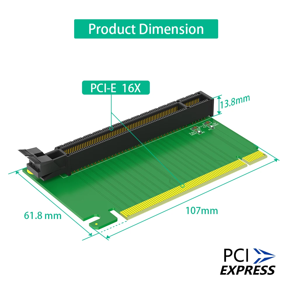Tarjeta elevadora PCI-e 16X 3,0 inversa de 90 grados macho a hembra para servidor 2U (dirección de instalación hacia la CPU) - imagen 3