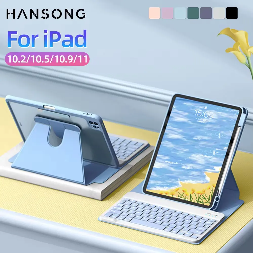 Funda con teclado para iPad de 10. a generación, funda para iPad 10,2 9/8/7th Air 3 10,5 Pro Air 4 5 10,9 2018 a 2022 Pro 11 - imagen 2