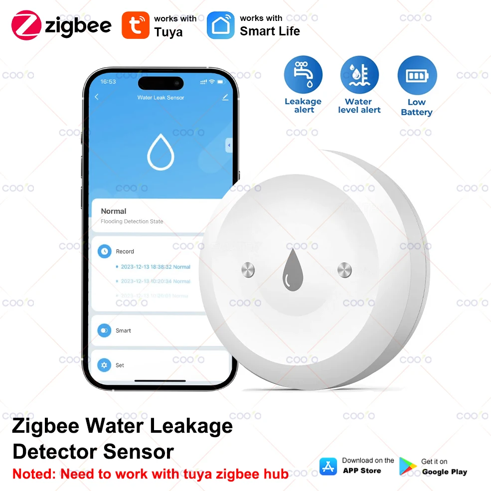 Tuya Sensor Alarma Fuga Agua ZigBee Smart Life para Cocina Baño - imagen 4