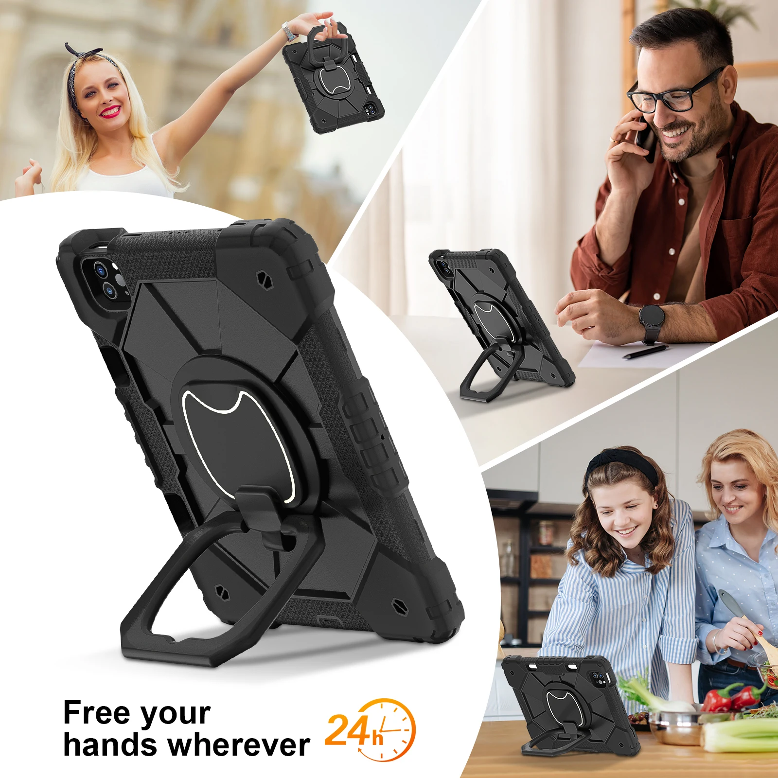 Funda con mango giratorio para iPad Pro 11 1a 2.a 3a 4a generación. 2018-2022 Air 4 5 10,9 2020 2022 Correa de hombro resistente - imagen 5