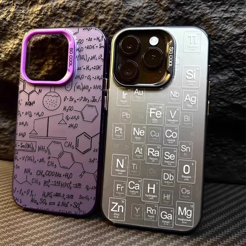 Funda de teléfono con diseño de fórmula de tabla periódica para iPhone 15 16E 16 11 14 13 12 Pro Max XS X XR Plus 8 7 SE 2020, funda dura a prueba de golpes
