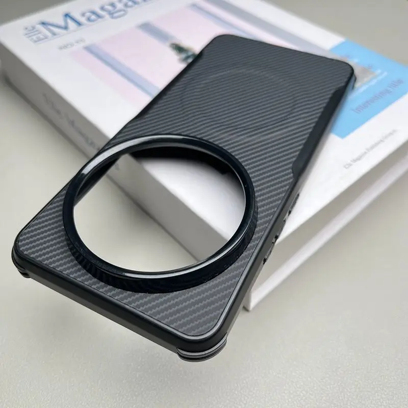 Para Xiaomi Mi 15 Ultra funda dura de fibra de carbono magnética carga inalámbrica funda protectora trasera para Xiaomi Mi 15 14 Pro Ultra