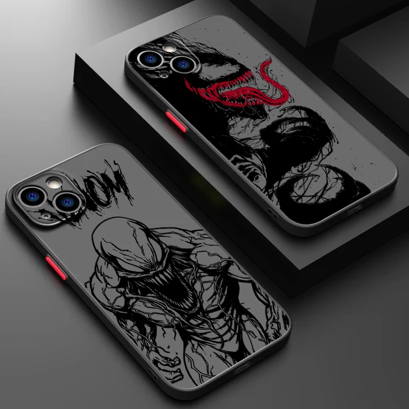 Venom-Marve translúcido esmerilado de arte Popular, funda suave para teléfono Apple iPhone 16, 15, 14, 13, 12, 11, XS, XR, X Pro Max Plus Mini - imagen 2