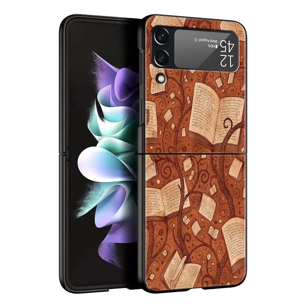 Funda de teléfono con diseño de gusanos de libro divertido para Samsung Galaxy Z Flip3 Flip4 Flip5, carcasa trasera plegable dura para Z Flip 3 4 5 6 7 - imagen 4