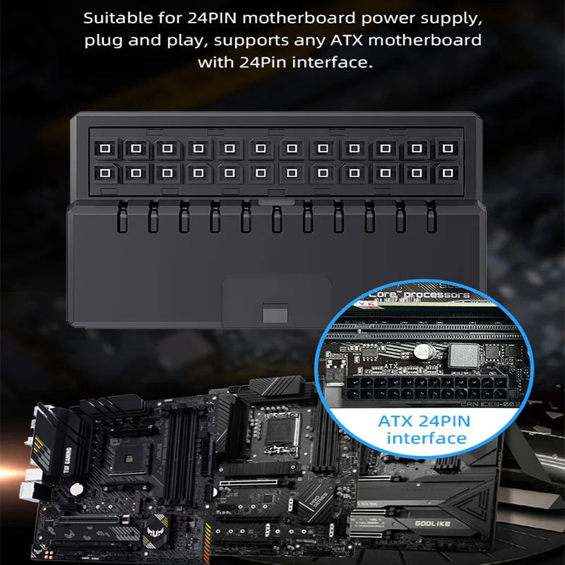 Coolcirc computadora ATX 24PIN 90 grados adaptador enchufe ARGB sincronización ángulo recto PSU fuente de alimentación conector Modular - imagen 3