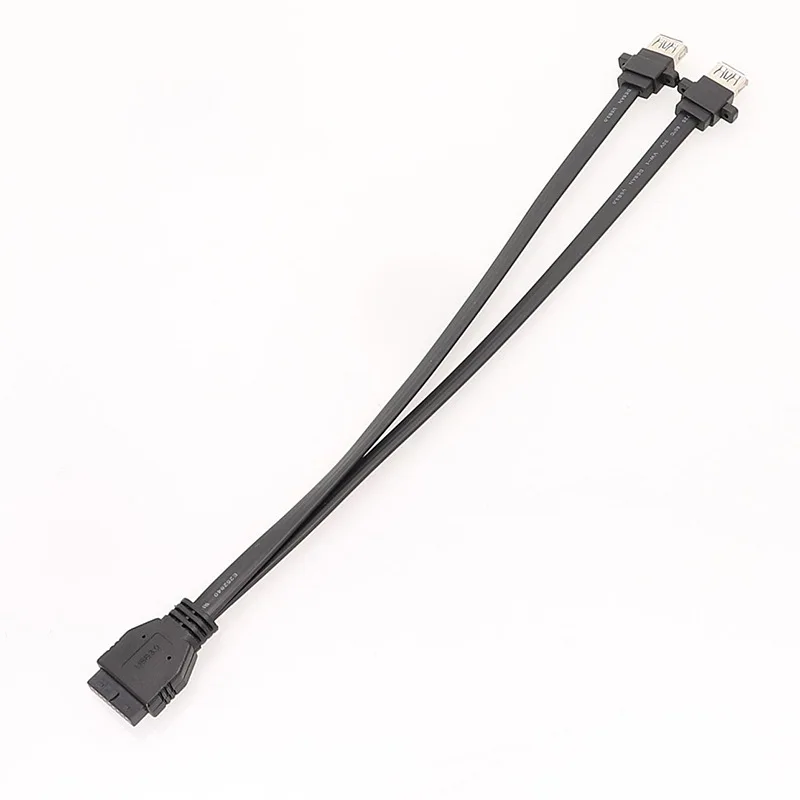 Cable de Panel USB 3,0 de placa base, Panel frontal de 19 pines a Cable de datos hembra Dual tipo A con orificios de tornillo estrechos para Cable plano DIY - imagen 3
