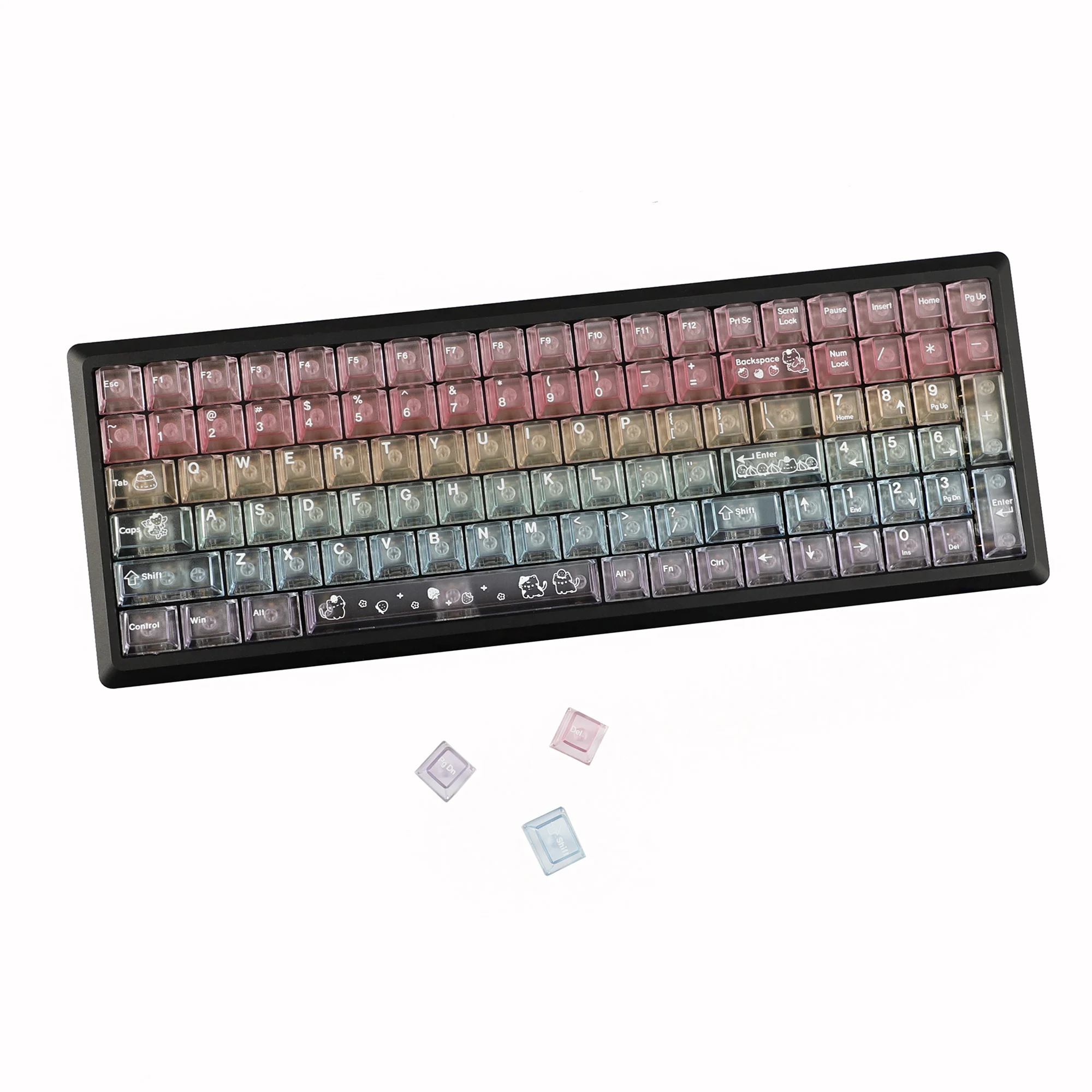 YMDK 115 teclas gradiente de Color leche gelatina uvas Cola cereza perfil PC teclas esmeriladas para teclado mecánico MX 61/87/104/108 - imagen 5