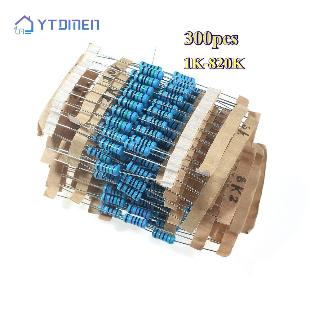 300 Uds 1% 1K ~ 820K Kit surtido de resistencias de película metálica 1W 30 tipos * 10 Uds DIY juego electrónico de resistencias 10K 100K 1K5 15K 150K