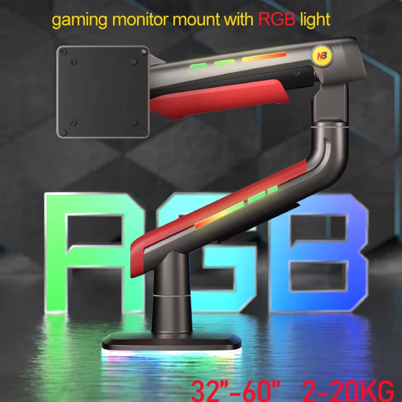 NB aluminio L50 G60 resorte mecánico 32 "-60" 55 "alto arco plano Monitor de juego soporte de escritorio 360 rotación 2-20kg - imagen 2