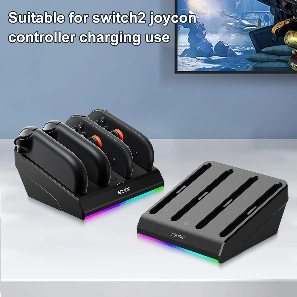 Base de carga para Switch 2, estación de carga para mando con luces RGB, estación de soporte para cargador, accesorios para Nintendo Switch 2 - imagen 2
