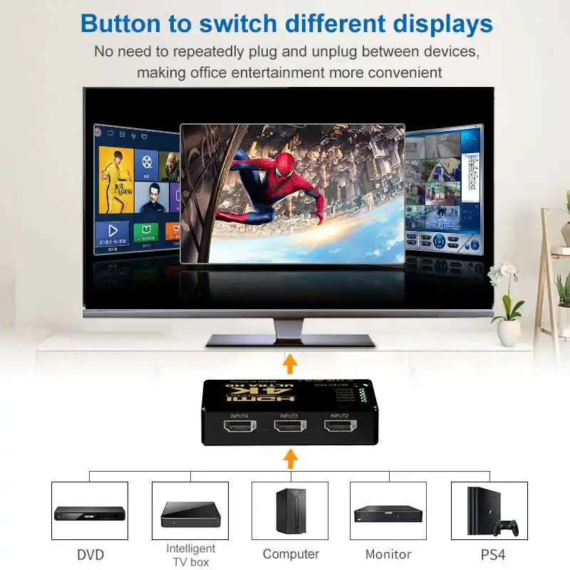 Conmutador HDMI 4K PS4, PC y TV Box conmutación fiable - imagen 2