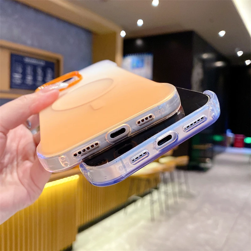 Funda magnética mate sin bordes con gradiente colorido para iPhone 16 E 15 14 Plus 13 12 11 Pro Max, funda de lujo a prueba de golpes - imagen 5