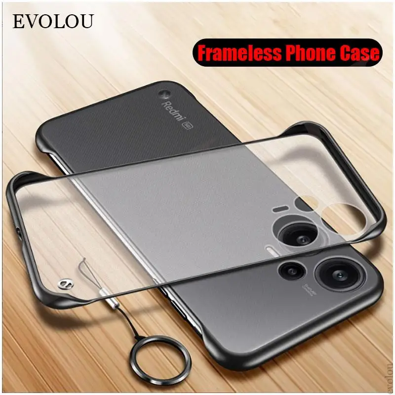 POCO F5 Frameless Phone Case For Xiaomi Poco F 5 5G F5 Pro Redmi Note 12 Turbo Note12 Pro Plus K60 Pro Matte Hard PC Back Cover