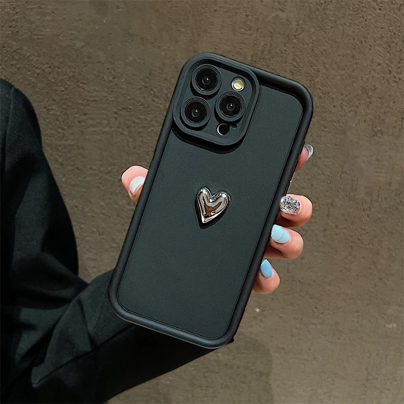 Funda de teléfono con corazón plateado para Samsung Galaxy S24 S23 S22 S21 Ultra Plus FE A52 A32 A53 A13 A33 A52 A34 A54 A15 funda suave de silicona - imagen 2