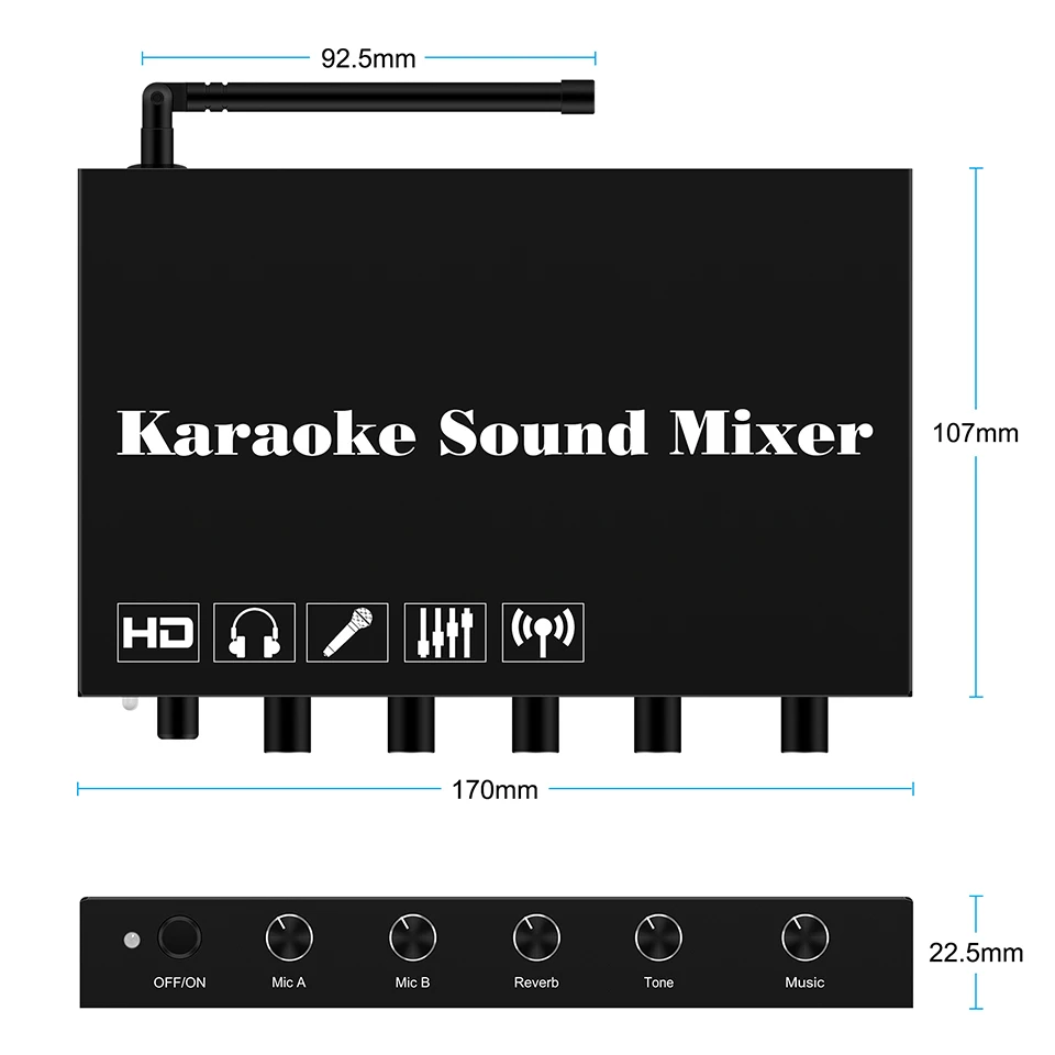 Mezclador de sonido de Karaoke HDMI con micrófono inalámbrico compatible con sistema mezclador de Karaoke BluetoothV5.0 con salida óptica HDMI Toslink AUX - imagen 3